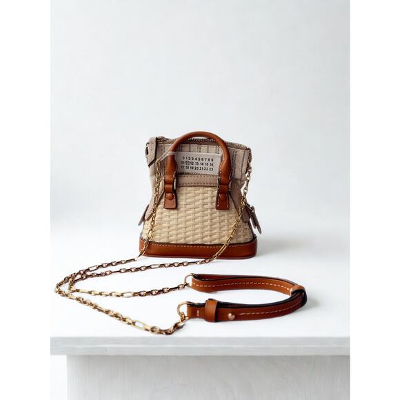 Maison Margiela 5AC Classique Baby Top Handle Bag NWT Raffia Beige
